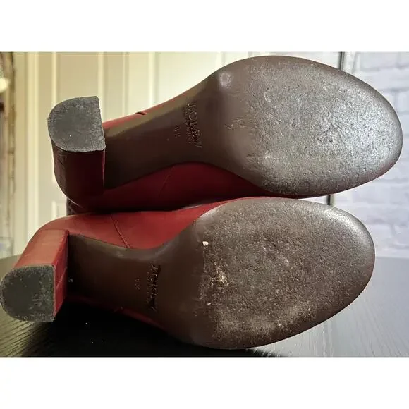 J. Crew Unique Retro Vintage Grandmacore Brick Red Leather Heeled Tassel Boots - Picture 7 of 8